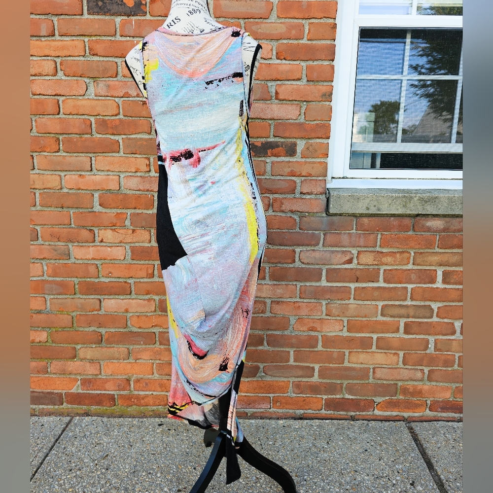 Rachel Rachel Roy Draped Back Geometric Print Midi Dress – Small